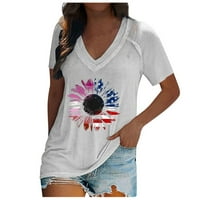 Ženska majica V-izrez Dan nezavisnosti suncokreta Pulover Ležerne prilike kratkih rukava na prodaju