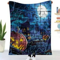 Noć vještica Dekorativna pokrivača-narančasta Halloween pokrivač za spavaću sobu estetik, 387
