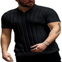 Muški casual slim fit osnovni vrhovi kratki rukav košulja Turtleneck t majice prstiju Pleteni džemper