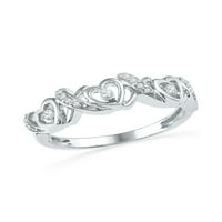 10kt bijelo zlato Ženo okruglo Diamond Heart Band Ring CTTW