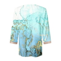 Bluze s rukavima za žene Ležerne prilike CAVENCY TRIM V CAT Trendy Pulover T-majice Mramorno tiskano
