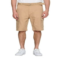 Muški multi džepni casual rasteznuti pamučni teretni kratke hlače s tkanim pojasom