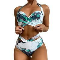 Clearića Ženska kupaći kostimi plus Havajski print Swim CAMI BRA RUFFLES Kupanje plaže za plažu Bikini set