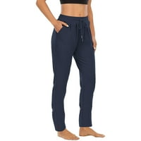Ženske dugene elastične visoke struk casual bager-pantalone lagane hlače lagane hlače sa džepovima