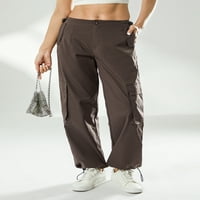 Kelajuan ženske padne proljeće ravne hlače, veliki džepovi s pune boje dugačke hlače ulice casual pantalone