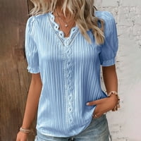 Fule Womens Ljeto V izrez T majica Bluza Dame kratki rukav Ridy Tee Tops plus veličine