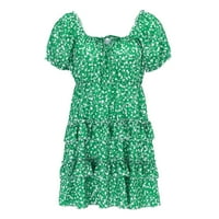 Slatke ljetne haljine za žene Trendy naletirani rukavski izrez Print Mini za žene plus veličine