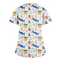 Bluza Radna odjeća kratkih rukava Grafički otisci vrhovi V-izrez Moda za žene Blue 3xl