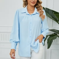 Clearsance HFYIHGF Ženski gumb dolje majice Ležerne prilike na dugim rukavima Poslovni rad Bluza Dressy