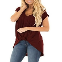 Žene pune boje Twist čvora T majice kratki rukav labavi fit Flowy bluzu