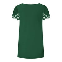 Ženski vrhovi ženska modna casual labava V-izrez tiskana čipka s kratkim rukavima TOP GREEN XL