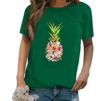 Olyvenn Smanjeni teški vrhovi Tunički ananas Ispis cvjetni print Crew vrat modni dame bluza pokloni
