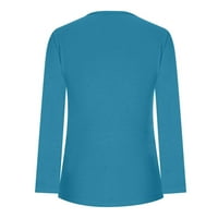 Vrhovi za žene srušena čvrsta boja natkrivena trbuh labav fit bluze udobni dugi rukav na dugim rukavima