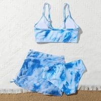 Ljetne djevojke Cvjetni print Tankini sa šorcama kupaći kostim Crisscross bikini tanki remenski ljetni