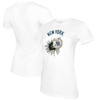 Ženska malena repa bela New York Yankees bejzbol suza majica