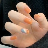 Sjajni lažni nokti narančasti plavi kratki lažni nokti za žene i djevojke ljepilo