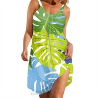 Ženska modna ljetna plaža casual print bez rukava Slatka mini ovjesna haljina