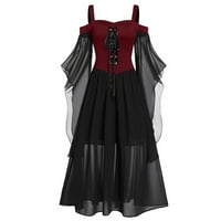 Juebong Retro Halloween plus Veličina haljina za žene Viktorijanska renesansna mreža za patchwork maturalne