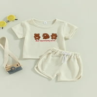 Arvbitana novorođenčad dječačke kratke hlače Postavite kratki rukav medvjeda za vez majicu i elastične