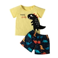 Advoicd Boy Fall Outfits Outfits za dječake Postavite dječje dječake Outfits Košulje na vrhu Dino Godine Summer Kids 0- Toddler + kratki duksevi