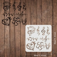 Glazba Note šabloni 11.8x plastične note srca šablone Razne oblike Napomene Uzorak za ponovno punjenje šablona za farbanje na drva, pod, zidu i pločicama