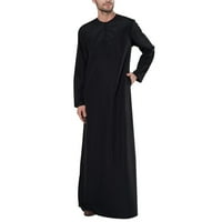 Muške ruffle majice haljine muški casual labav arapski dubai ogrtač dugih rukava sa dugim rukavima košulja haljina i kravata za muškarce