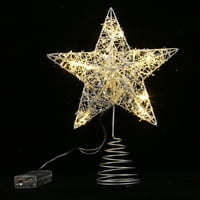 Frcolor Tree Božićna zvezda Topper Xmas Star Svijetli ukrasi LED oblikovanog lampica osvijetljenog božićnog