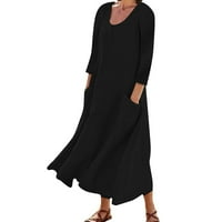 Maxi haljine za žene Ležerne prilike za rukav CATCH CATH BOHO s džepovima Solid Boja Midi haljine za