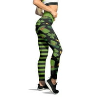 Tajice za ženske jastučine sretno zeleni tisak mršavi za trčanje pilates teretane joga hlače za trčanje