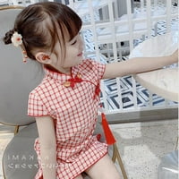 Djevojke za dijete Crveno Bijelo plaćeno klasično kinesko cheongsam haljina za djecu Dječja tradicija