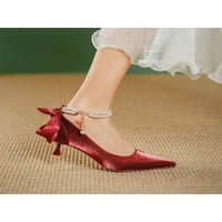 Daeful Dame obuće cipele šiljaste nožne cipele s visokom petom stiletto pete hoda udobnost Lagani luk Mary Jane Vino crvena 7