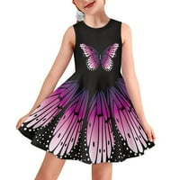 Pzuqiu Crew Crw Dire haljina za djevojčice Veličina 5-6, ljubičasta leptir A-line haljina meka samo