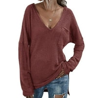 Esobo ženske majice za pamučne mješavine Vruće vrhove vafle pletene seksi pulover dugih rukava