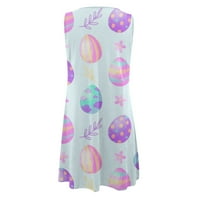 Proljeće Uskršnje haljine za žene Casual Bunny Egg Graphic Mini tenk haljina za ključeve na vratu bez