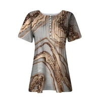Ljeto Plus veličine vrhova Ženska bluza s kratkim rukavima Modni grafički otisci Košulje Brown XL
