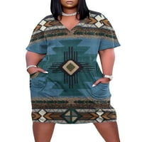Colisha Women Ljeto Midi haljina Pocket Sundross Swlica haljine kratkih rukava Kaftan plaža 3D Print