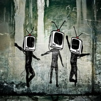 Banksy - osobe sa televizijskim glavama - platno ili štampana zidna umjetnost