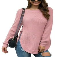 Paille Dame Jumper vrhovi dugih rukava duks džemper za vrat Pleteni džemperi Kapi se labavi radovi Pulover Pink XL