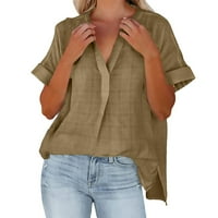 Ženska ljetna kratka rukava tanka s vratnim bluzom za vrat Ležerne tunike Top žene plivaju majice s