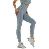 Ženska solidna boja visoki struk Stretch Stretchcy Fitness Tajice Yoga Pant Plava L l