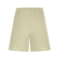 XYSAQA ženske ljetne kratke hlače Ležerne prilike na otvorenom kratkim pamučnim elastičnim šargama visokog struka sa dubokim džepovima