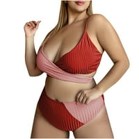Cotonie Plus Veličina bikini set za žene Blok u boji Križne krave kupaći kostim kupaći kostimi za žene