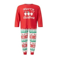 Aturuste božićna porodica koja odgovara pidžami Ispis dugih rukava + rastezanje casual pantalone za