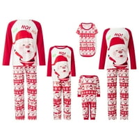 Usklađivanje obiteljske božićne pidžame set dugih rukava Santa Claus Print Tops Hlače set za spavanje