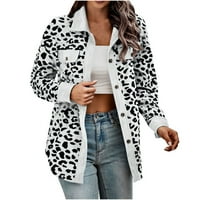 DEAGIA WOMENS Lagana jakna Nova leopard tipka za tisak dugih rukava košulja kaput ženske jakne lagani