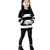 SNGXGN Kids Toddler Djevojke za djecu Tople hlače Dječja odjeća široke noge pantalone za noge Djevojke hlače, mornarica, veličine 150