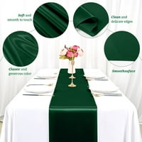 Pesonlook šuma zeleni saten stol, dugi premium glatki trkač za vjenčanje, bankete, rođendan, zabavu,