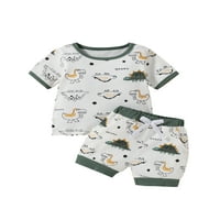 Dječji set za dinosaur, preslikana majica s kratkim rukavima O-izrez, kratke hlače elastične struke