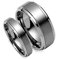 Parovi četkica Centra Step Edge Tungsten Carbide Wedding Bind prsten