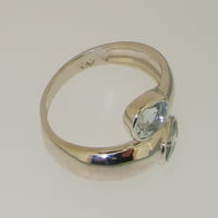 Britanci napravio je 18k bijelo zlato prirodni prsten od prirodnog akvamarinske žene - Opcije veličine